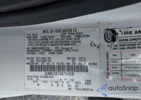 2011 Lincoln Mkz из США, поврежденный, VIN 3LNHL2JC7BR751058